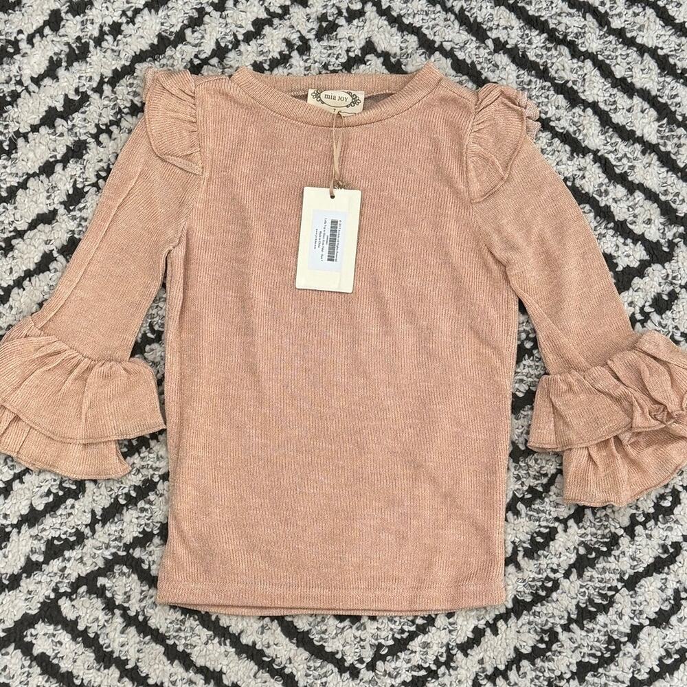 Mia Joy Lella Shiny Rose Petal Ruffle Top Girls 7 NWT